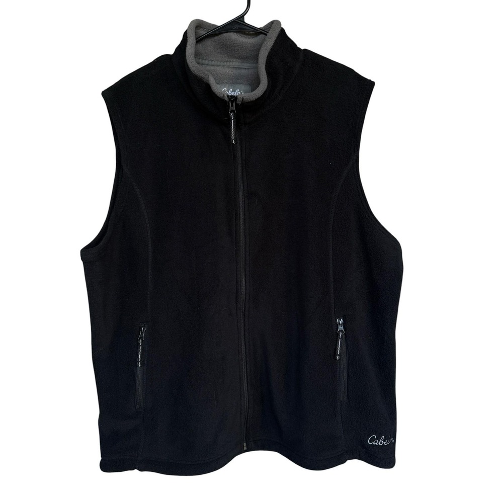 Cabela's Vest Womens 2X Black Fleece Snake River Zip Pockets Outdoor Hiking